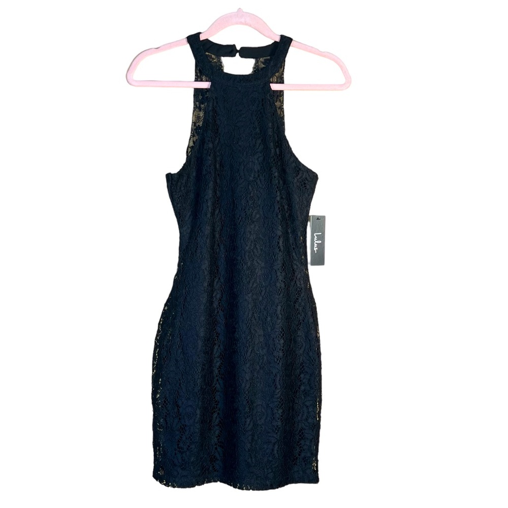 Lulu’s Women’s Black Lace Body-Con Mini Cocktail Dress With Back Cut-Out…